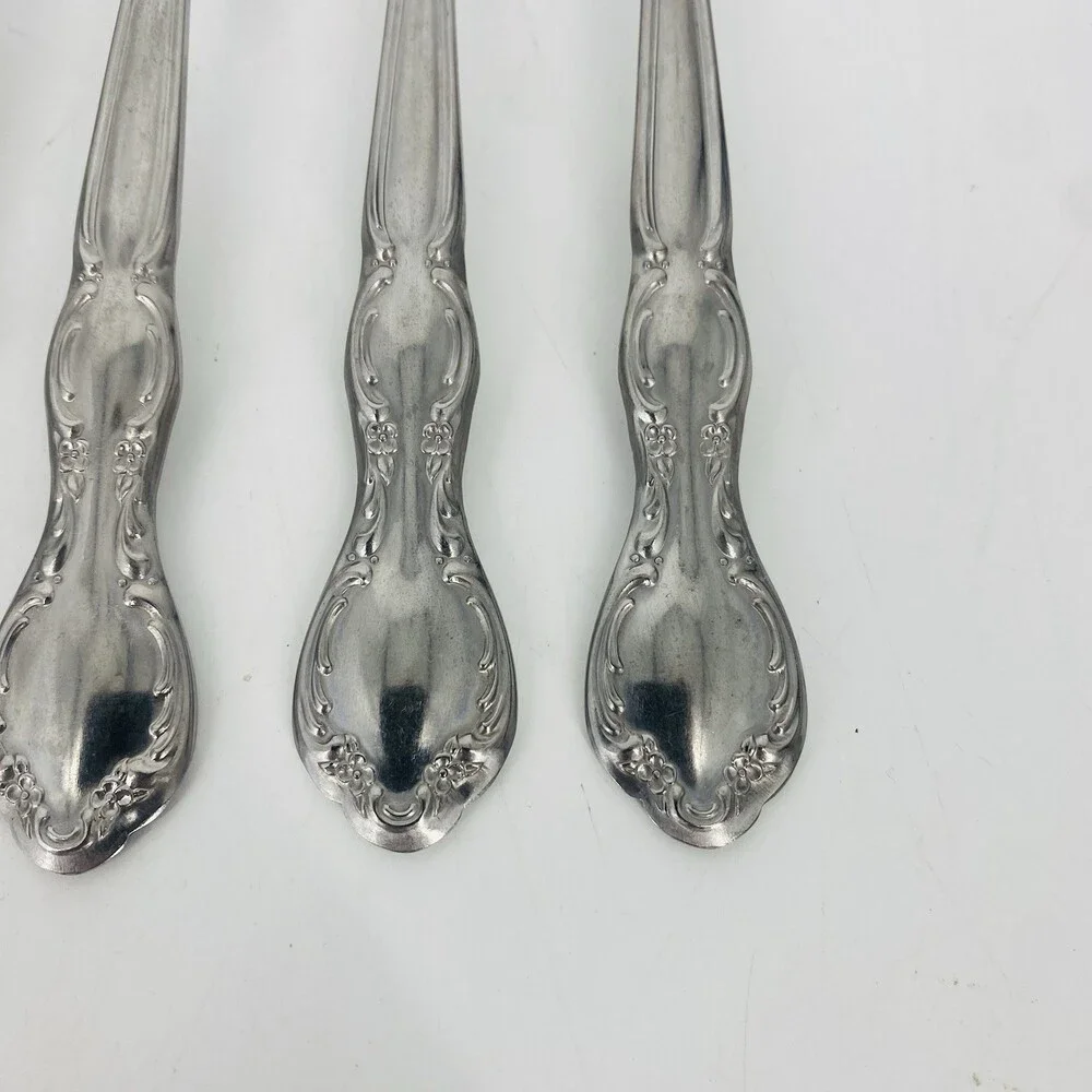 6 WM Rogers Sons Royal Manor Stainless Dinner Forks Ornate Vintage Flatwear Set